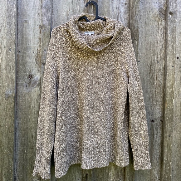 ARITZIA COMMUNITY with wool grey&cream turtleneck chunky knit sweater size small - Picture 7 of 14